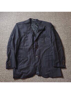 Polo Ralph Lauren Wool Cashmere Blazer Mens 42 Short Pin Stripe Blue Suit Jacket